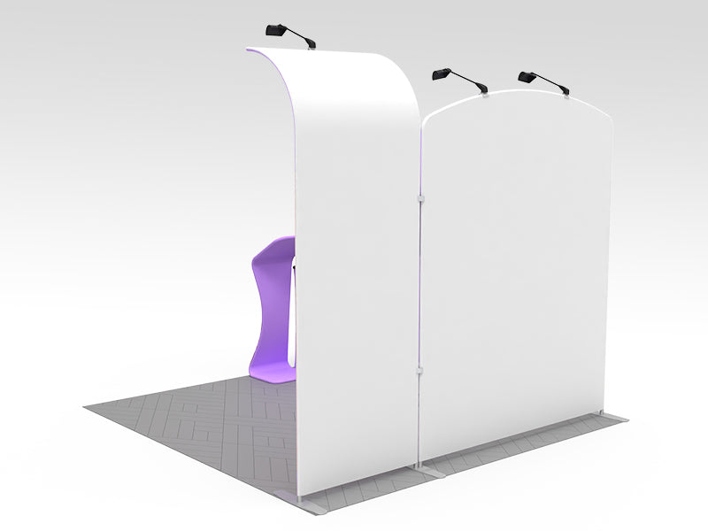 1小間 展示会ブース BOOTH-15|ファブリック壁面+スリムウォール(モニター・iPad・什器一式)|誉展示会装飾