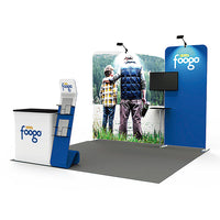 1小間 展示会ブース BOOTH-13|バックウォール04+スリムウォール(モニター・ファブリックサイン・什器一式)|誉展示会装飾