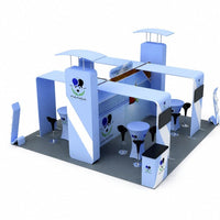 4小間 展示会ブース BOOTH-03|幅3.9m 中央壁面+装飾付きウォール2台+ブリッジ4基(什器一式)|誉展示会装飾