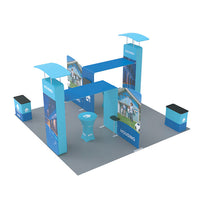 4小間 展示会ブース BOOTH-07|装飾付きウォール2台+ブリッジ2基(カウンター2台・什器一式)|誉展示会装飾