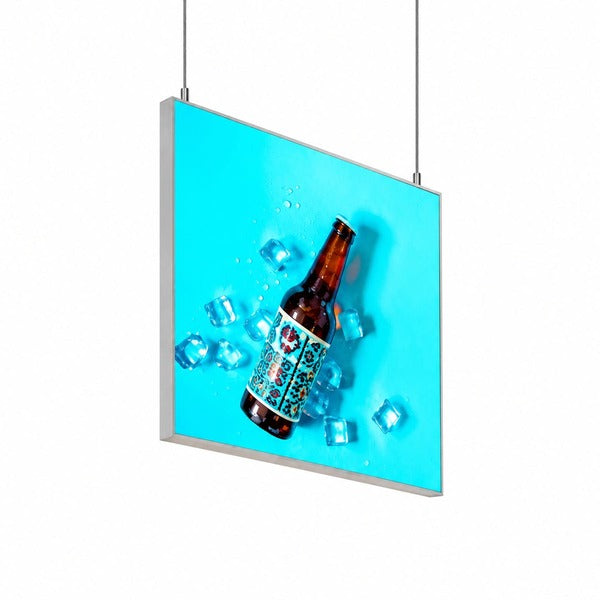 Hanging Boss Light 天吊り薄型ライトボックスの吊り下げ時の全体像|誉展示会