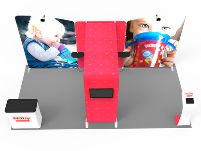 2小間 展示会ブース BOOTH-11｜壁面3枚＋ブリッジ（カウンター・モニター・iPad付）｜誉展示会装飾