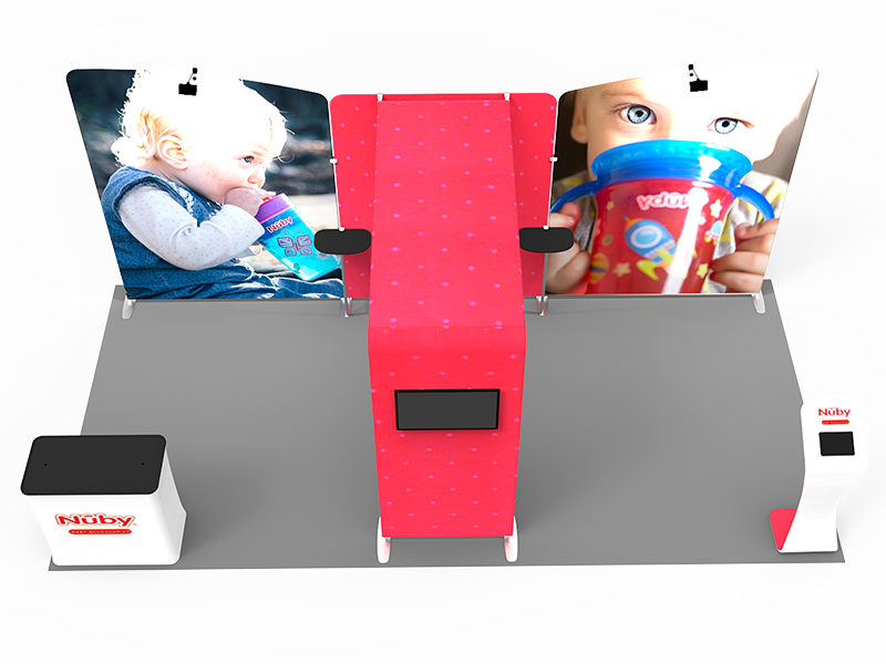 2小間 展示会ブース BOOTH-11｜壁面3枚＋ブリッジ（カウンター・モニター・iPad付）｜誉展示会装飾