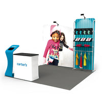 1小間 展示会ブース BOOTH-21｜バックウォール04＋ファブリックスタンド02（iPad・カウンター付）｜誉展示会装飾