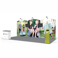 2小間 展示会ブース BOOTH-03｜幅1950mm 壁面3枚（モニター2台・iPad・什器一式）｜誉展示会装飾